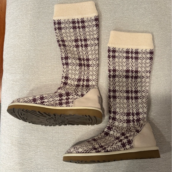 UGG Australia Purple Checkered Sock Boots Size 7 - Picture 3 of 10